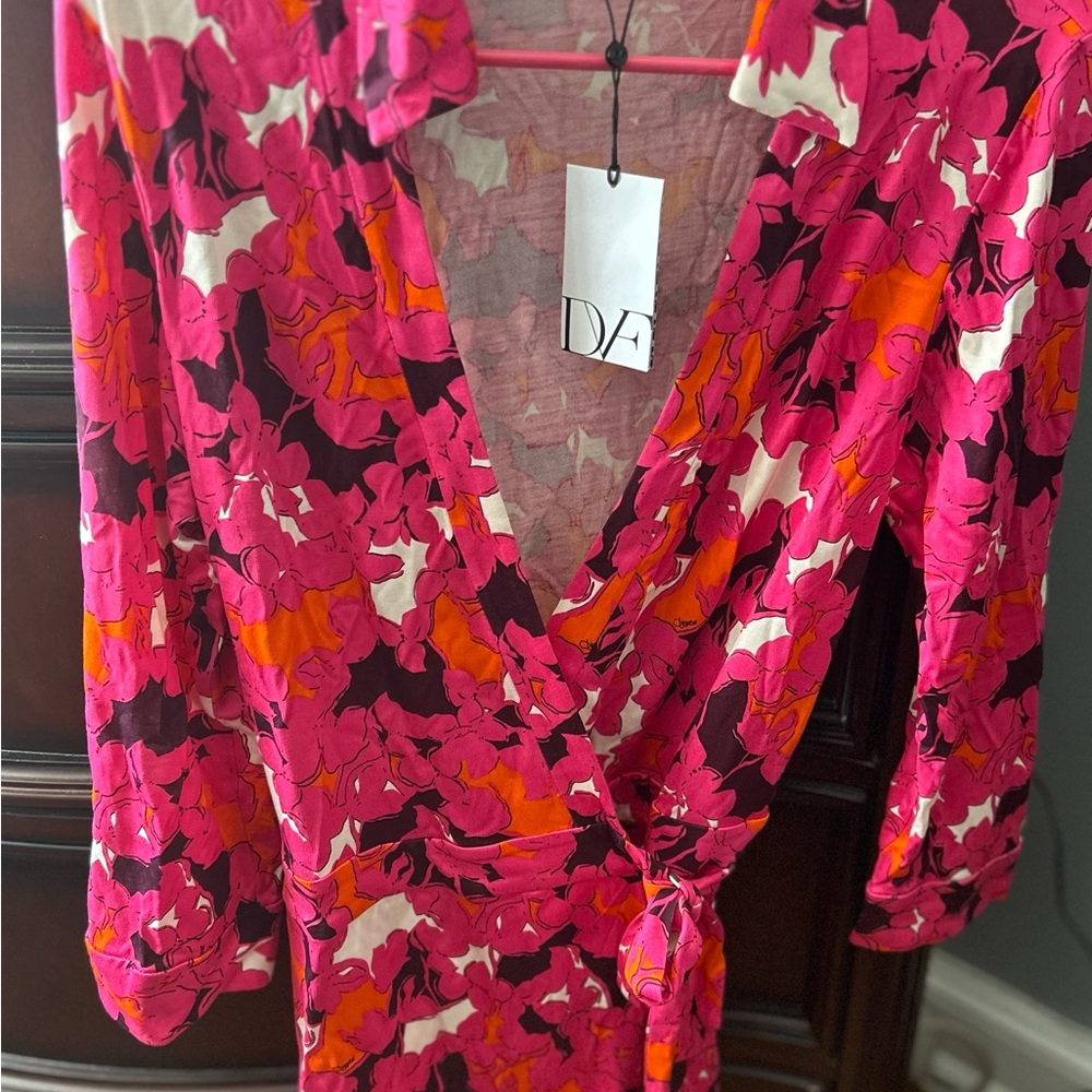 Diane Von Furstenberg Pink Wrap Skort with Bishop Sleeves